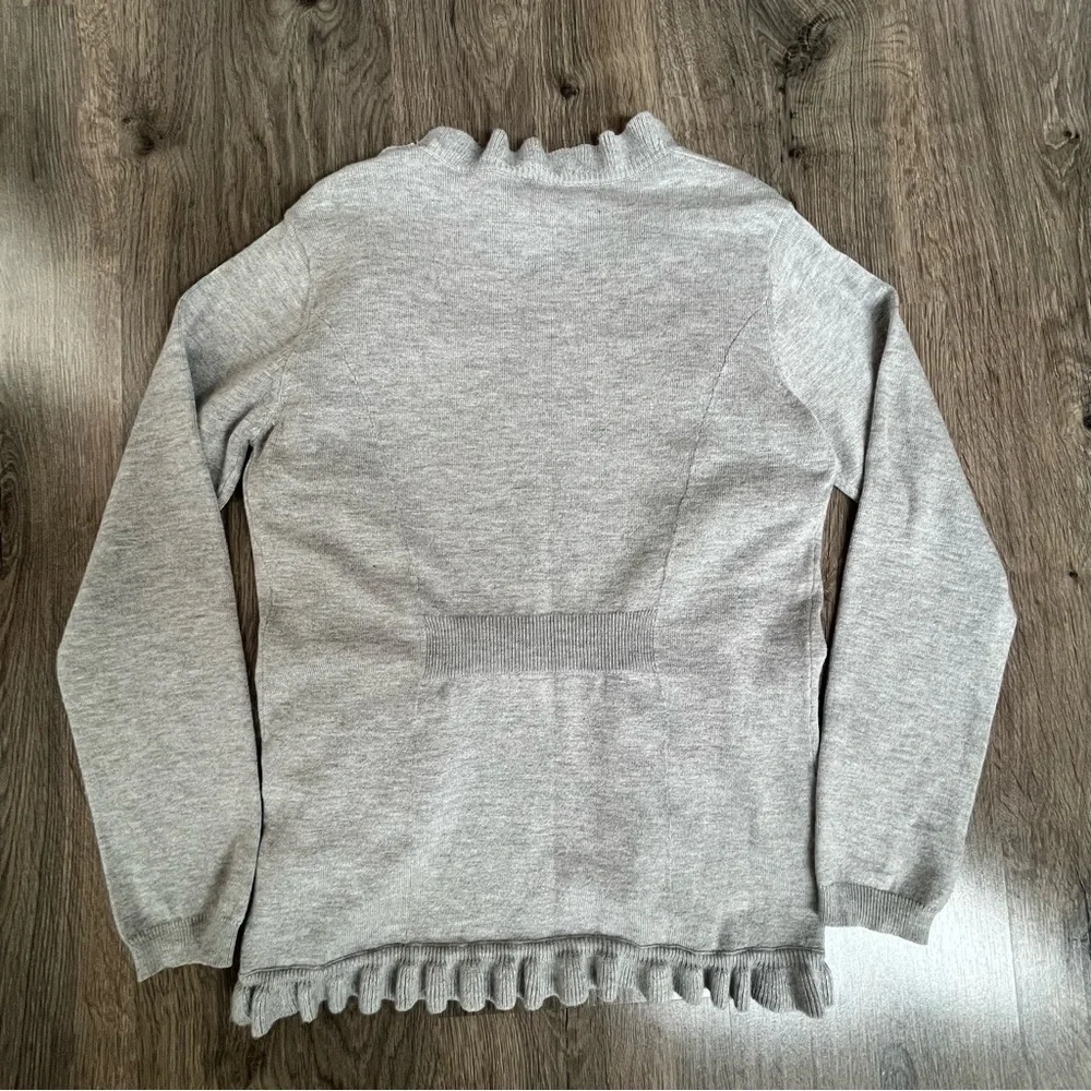 Girls ruffled gray cardigan. - Picture 3 of 6